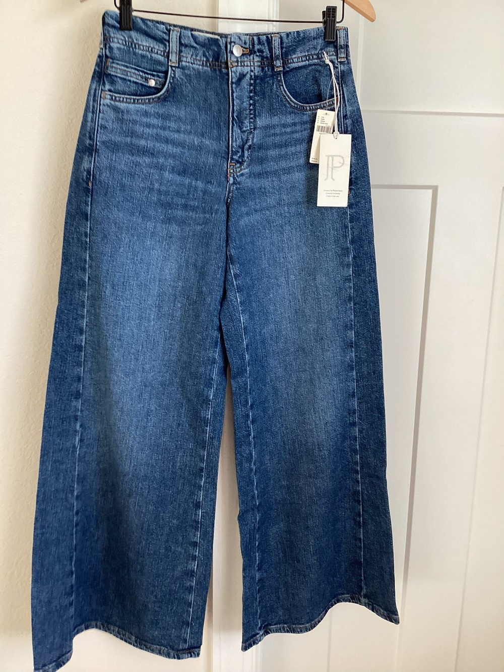 Anthropologie Mid Rise Relaxed Wide Leg Jeans Pilcro Adi New Size 26 Dark Blue